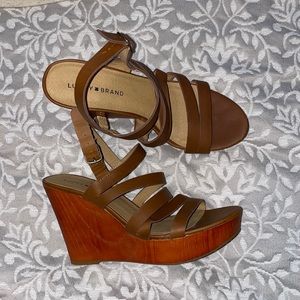 Womens Lucky Brand wedge heels brown size 9.5
